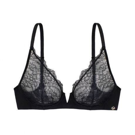 SUJETADOR BRALETTE SUPER ESCOTADO ENCAJE, SIN AROS Y SIN RELLENO, MODELO RAIN, DORINA. LIMITED EDITION