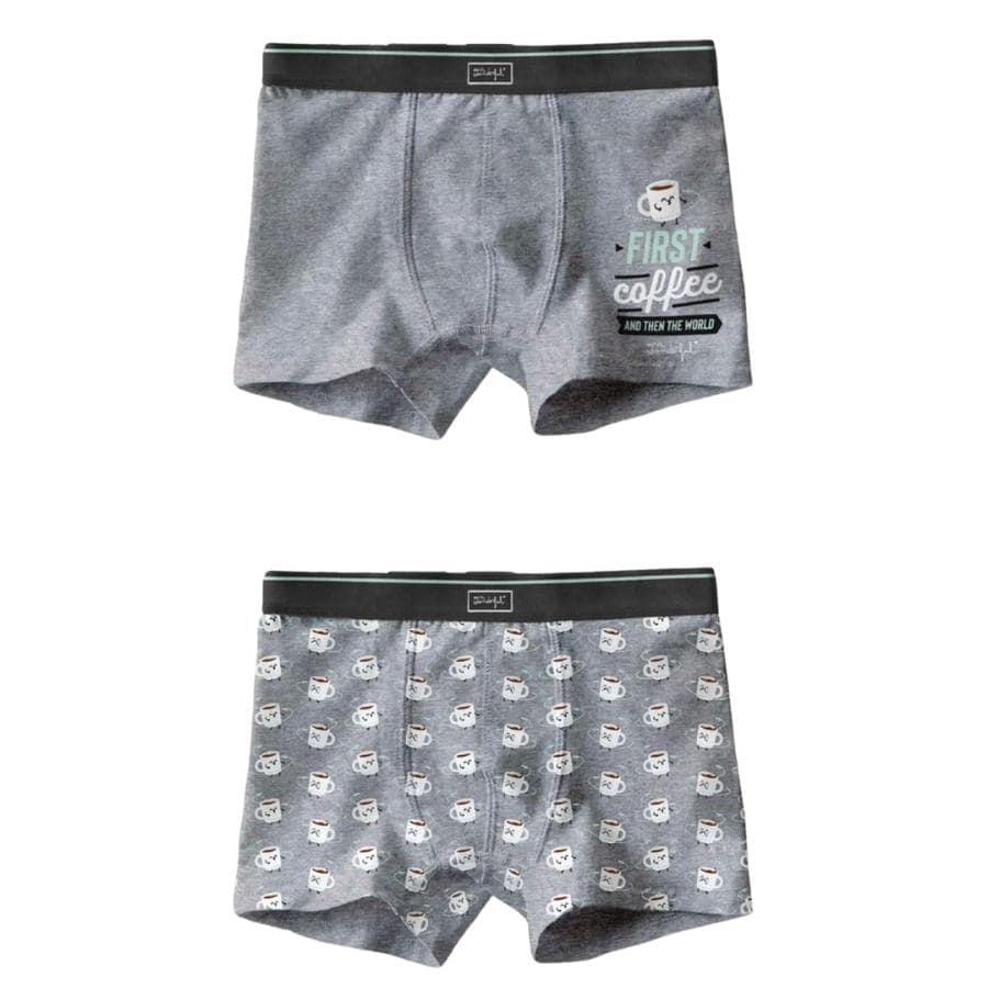 PACKX2 CALZONCILLOS BOXER "FIRST COFFEE". MR. WONDERFUL. LIMITED EDITION.