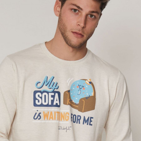 PIJAMA HOMBRE INVIERNO, "MY SOFA IS WAITING FOR ME", MR. WONDERFUL. LIMITED EDITION.