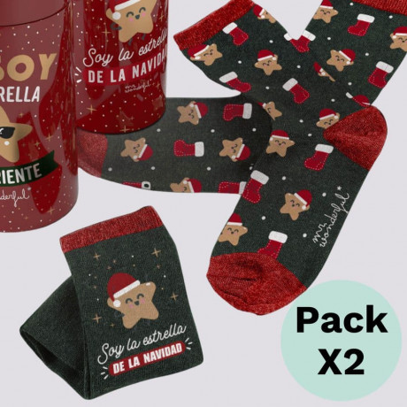 packx2 calcetines navideños, "soy la estrella de la... 2