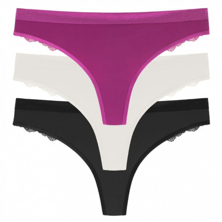 PACKX3 BRAGUITAS TANGA ENCAJE, MODELO CRYSTAL, DORINA. LIMITED EDITION
