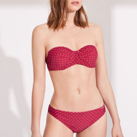 CONJUNTO BIKINI BANDEAU SIN TIRANTES, COPA C, LUNARES, RELLENO FINO, YSABEL MORA. LIMITED EDITION