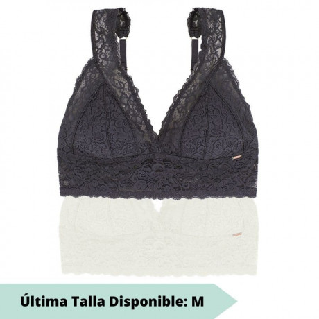 packx2 bralettes encaje, sin aros, foam extraible, modelo...