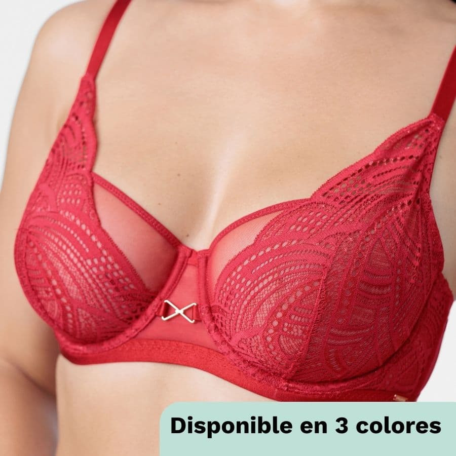 GermanyBpc Cotton Non-Padded Lace Trim Wired Full Coverage Bras White Red  Pink