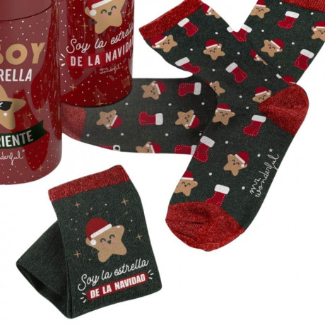 packx2 calcetines navideños, "soy la estrella de la...