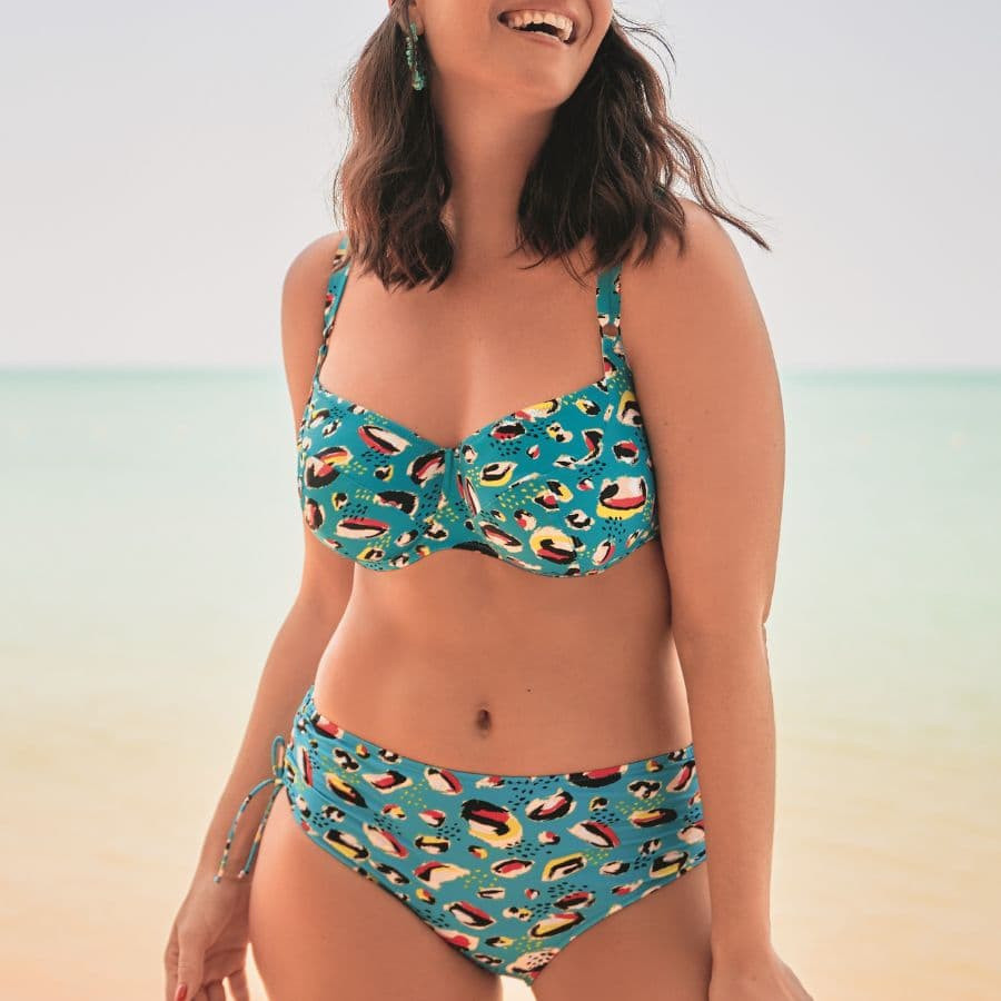 Minimizer bikini top + bikini full briefs, tropic splash, rosa faia.