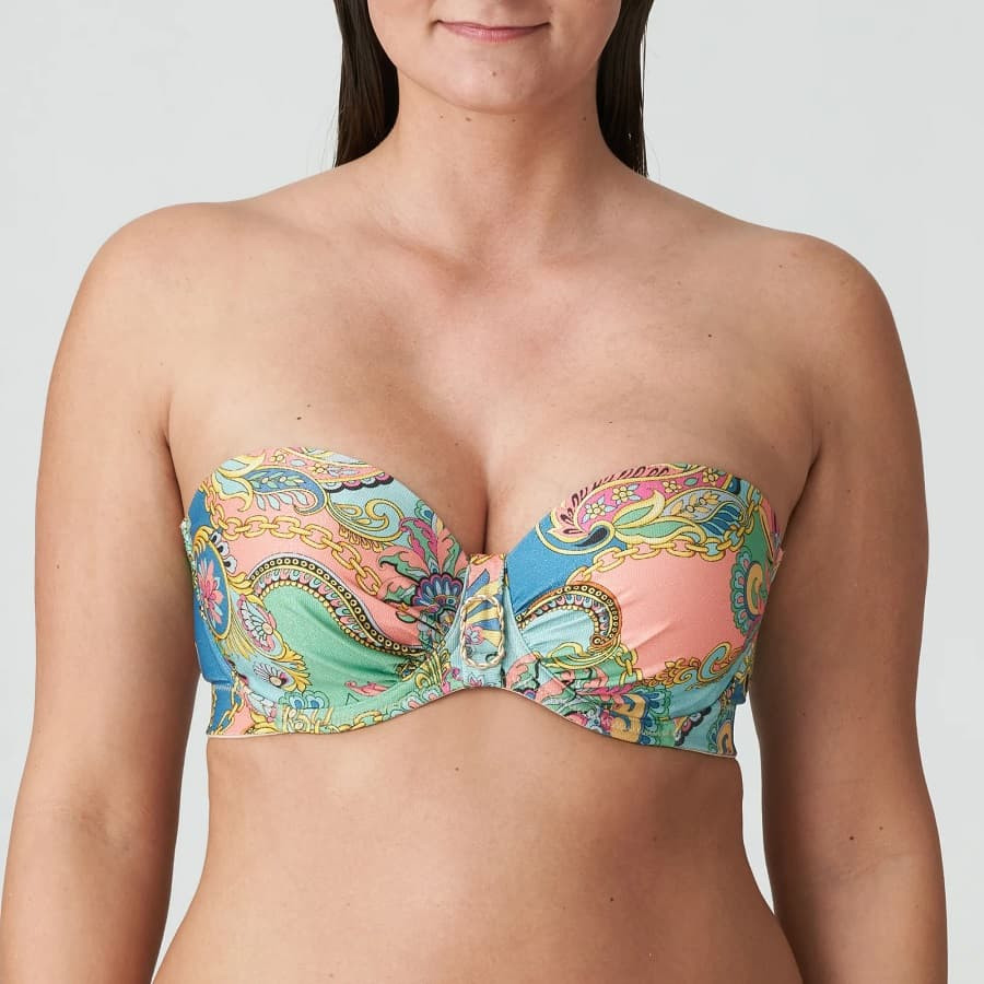 Strapless minimizer bikini top, underwired, padded, celaya, primadonna swim.