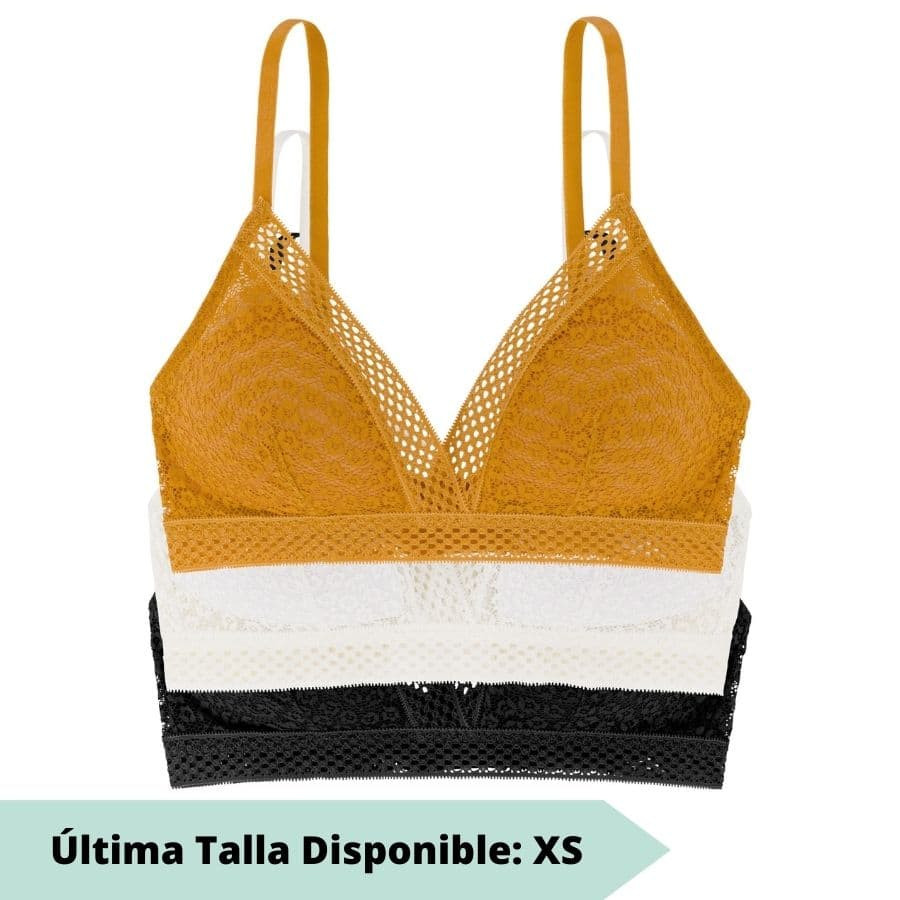 packx3 sujetadores bralette, sin aros y relleno extraíble, wild, dorina.