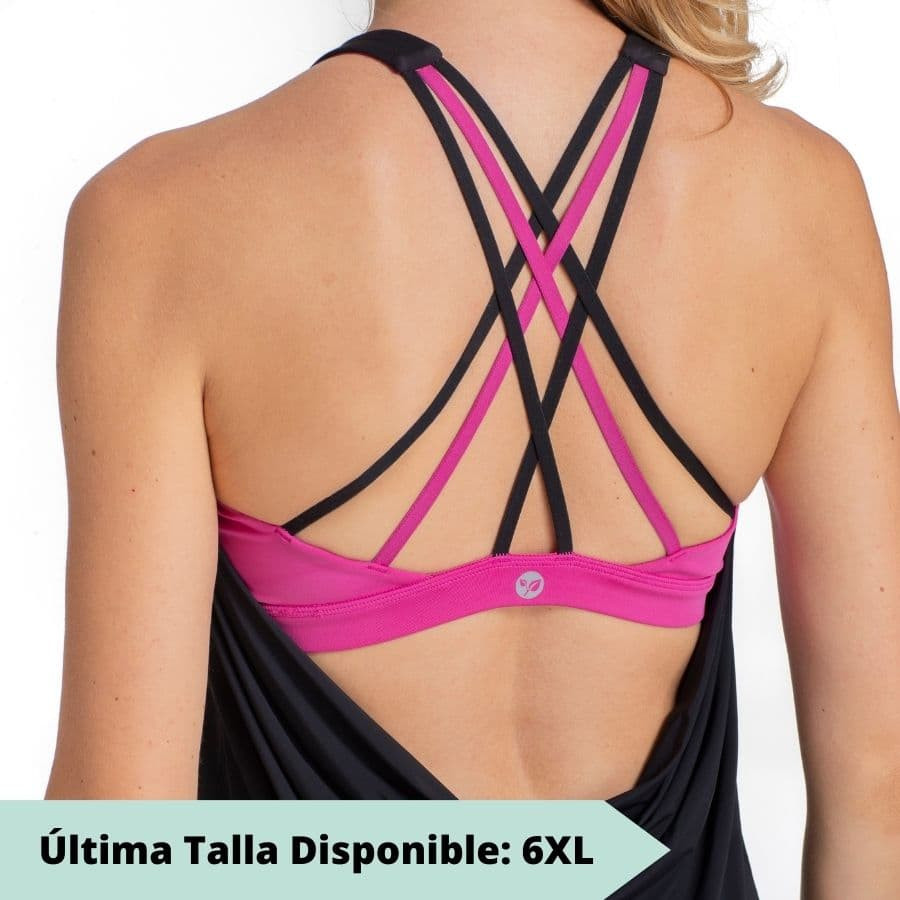 sports t-shirt with straps, incorporated bra, crossed back, manhattan, dorina.