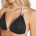 conjunto bikini triángulo lunares, sin aros de ysabel mora.