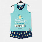 Girls' summer pajamas, "together to the end of the world," Mr. Wonderful.