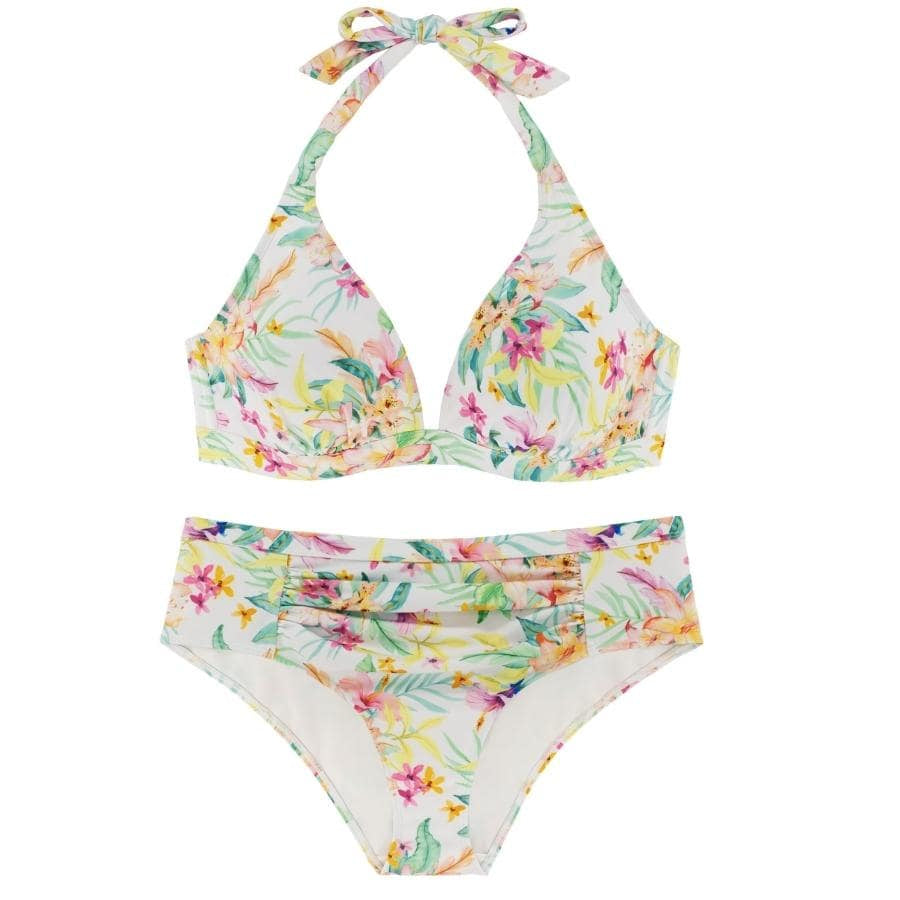 conjunto bikini sin aros estampado, koro island de dorina.