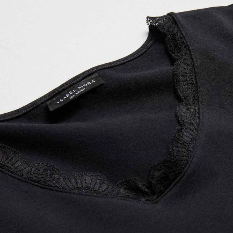 camiseta interior manga larga algodón y encaje de ysabel mora.