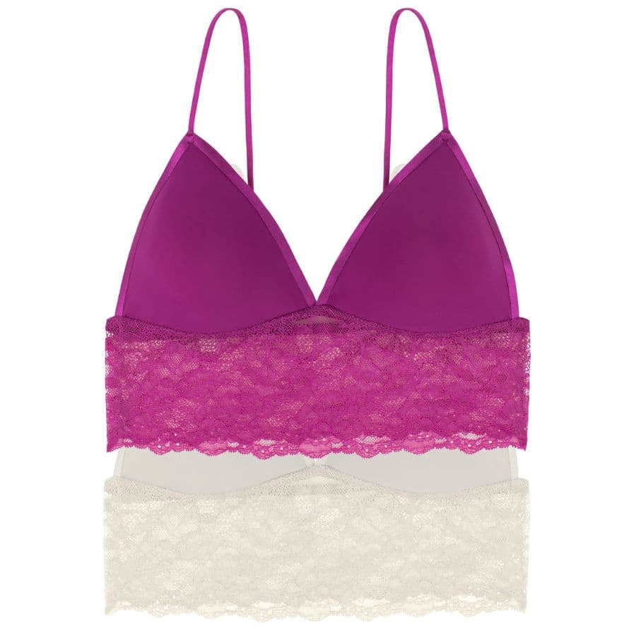 packx2 Crystal lace non-wired and padded bralette by Dorina.