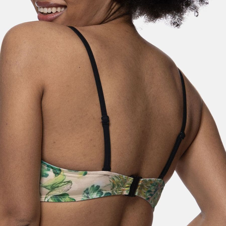 tropical print bandeau bikini top, mokolo by dorina.