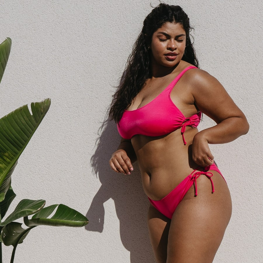 conjunto bikini tipo top sin aros, yadua de dorina.