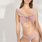 conjunto bikini de rayas sin aros, copa b de ysabel mora.