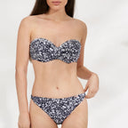 conjunto bikini sin tirantes flores, copa c de ysabel mora.