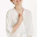 bata de novia crepe con lunares, promise bridal.
