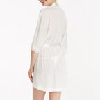 bata de novia crepe con lunares, promise bridal.