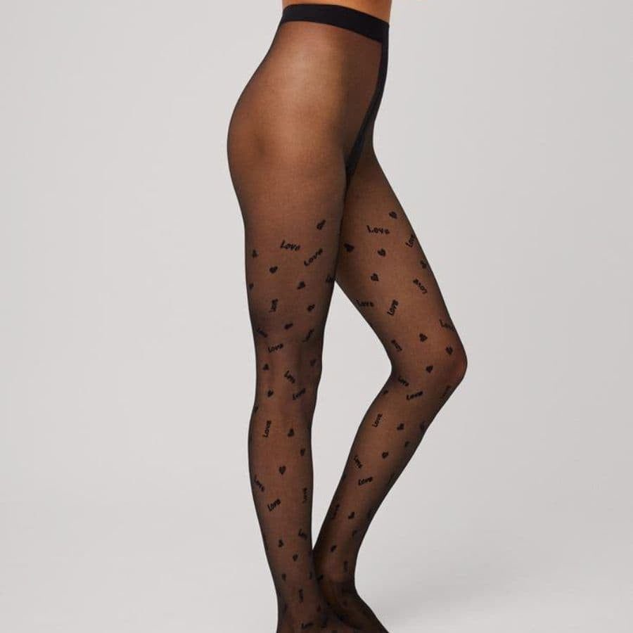 Panty fantasía corazones y letras, 20 den, ysabel mora.