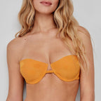 Conjunto bikini sin tirantes, estampado soles, relleno fino, gisela.