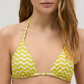 Conjunto bikini triángulo, copa b, sin aros y relleno fino extraíble, mahé, ysabel mora.