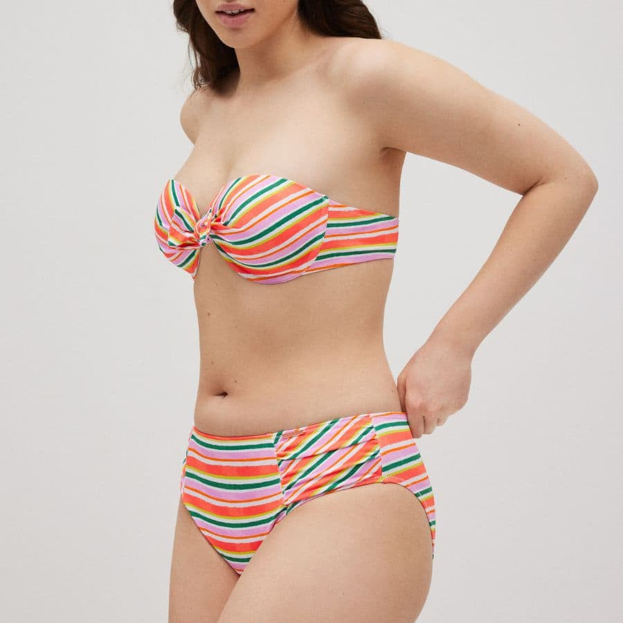 Conjunto bikini sin tirantes, copa c, relleno fino, ischia, ysabel mora.