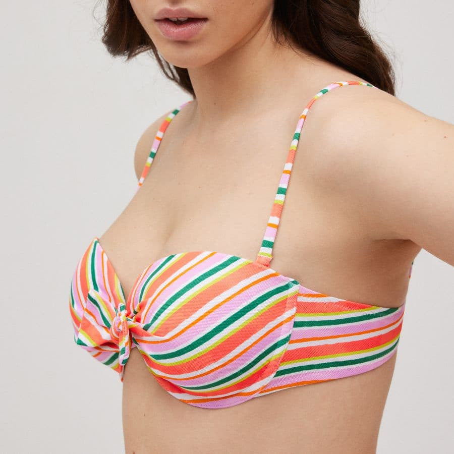 Conjunto bikini sin tirantes, copa c, relleno fino, ischia, ysabel mora.