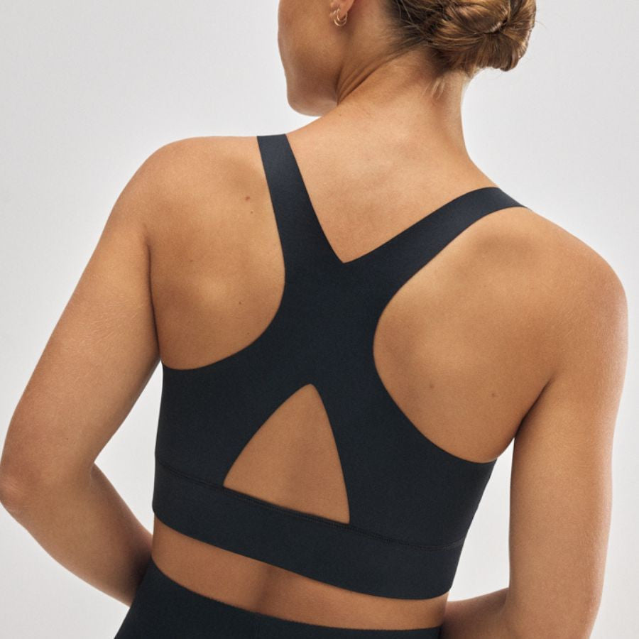 Compression knit sports bra, wireless, removable thin padding, Ysabel Mora.
