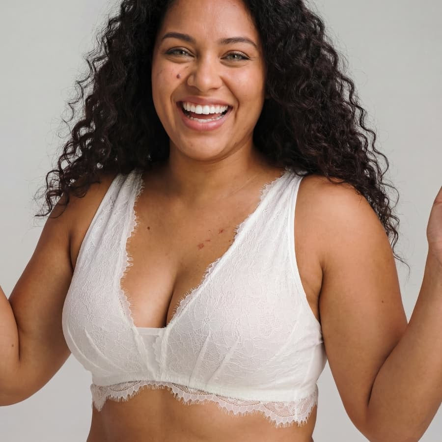 bralette reductor encaje, sin aros, sin relleno, frida, singular. especial copas grandes.