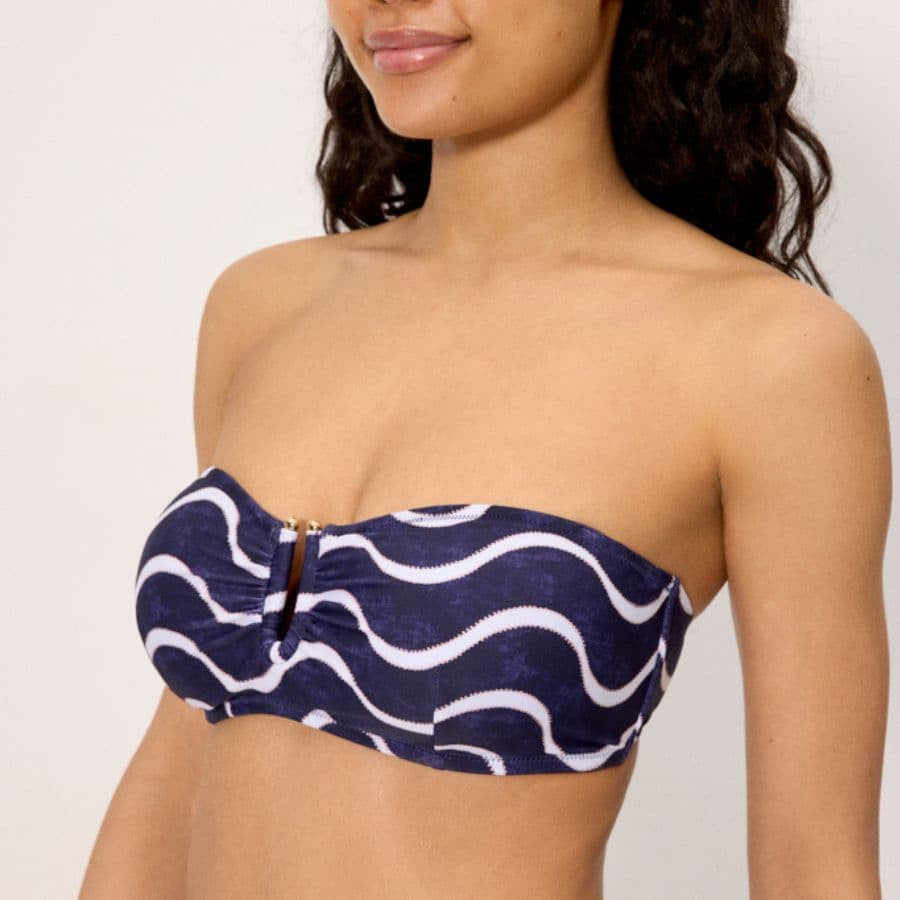 Conjunto bikini sin tirantes copa c, wave de ysabel mora.