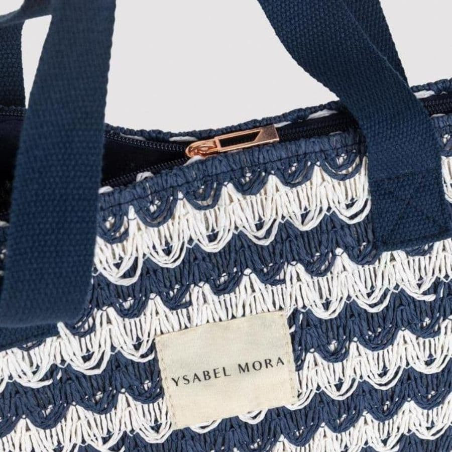 Bolso de playa rayas con cremallera, wave de ysabel mora.