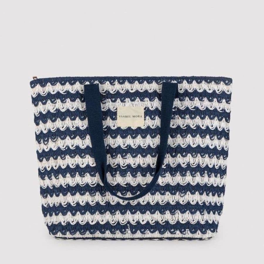 Bolso de playa rayas con cremallera, wave de ysabel mora.
