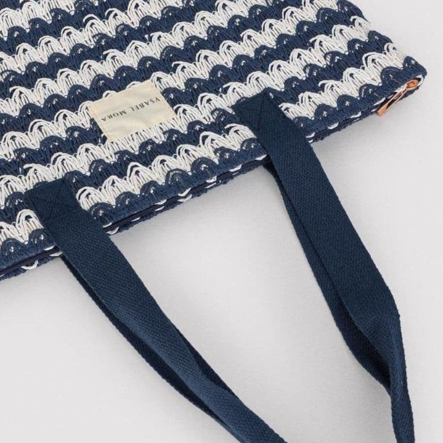 Bolso de playa rayas con cremallera, wave de ysabel mora.