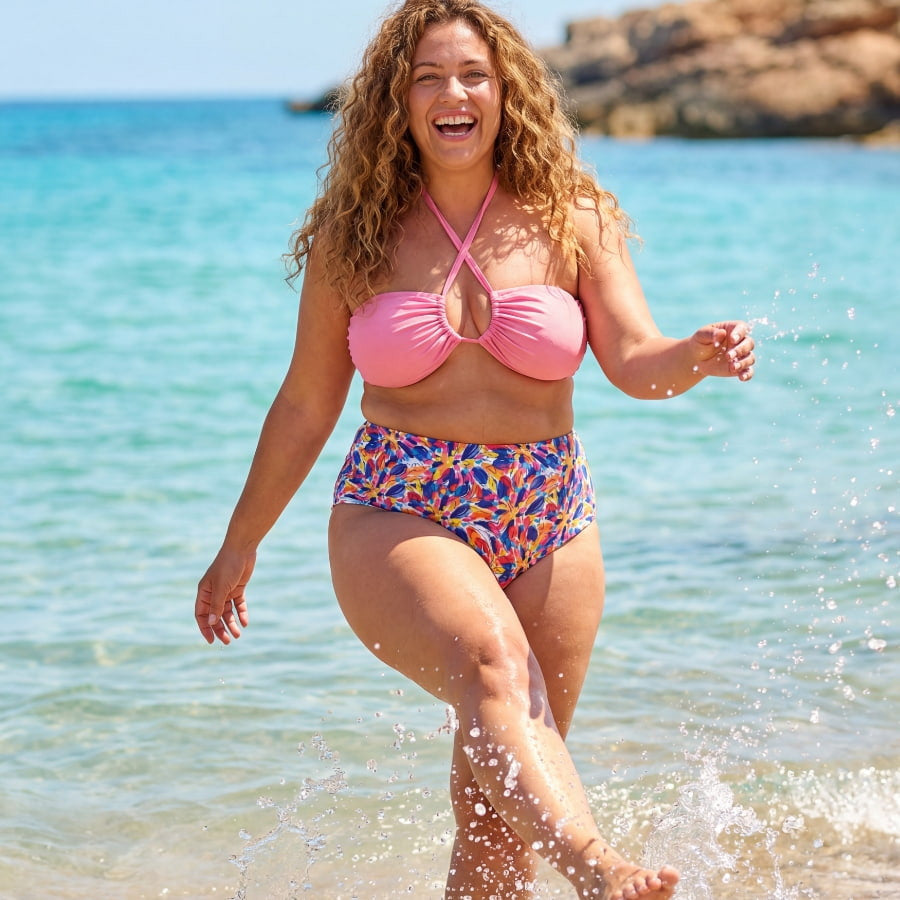 Braga bikini talle alto estampada, efecto moldeador, singular swim.