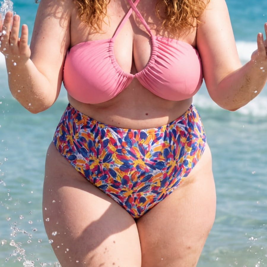 Braga bikini talle alto estampada, efecto moldeador, singular swim.