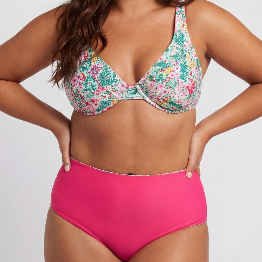 Braga bikini moldeadora talle alto y reversible, singular swim.