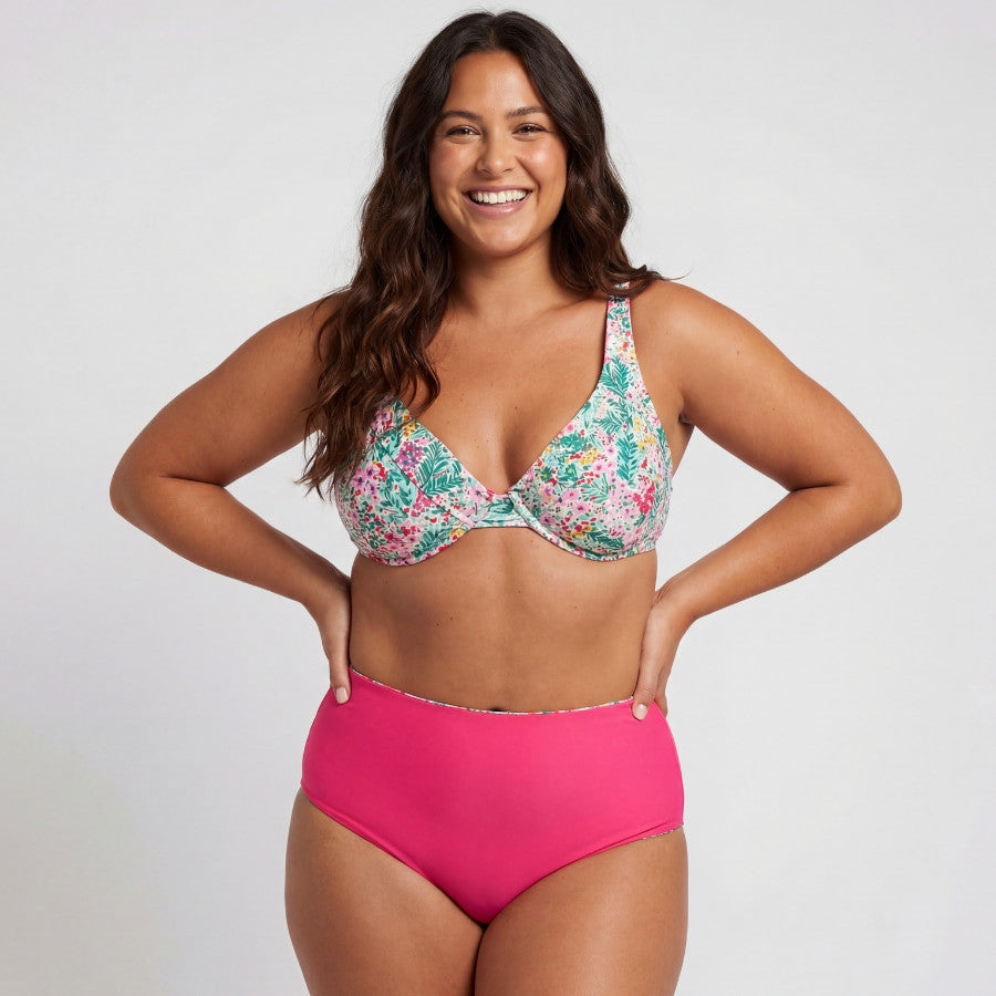 Braga bikini moldeadora talle alto y reversible, singular swim.