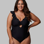 Swimsuit with ruffles, figure-shaping, Singular Swim.