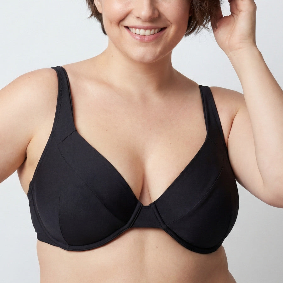 Super-slimming bikini top, singular swim.