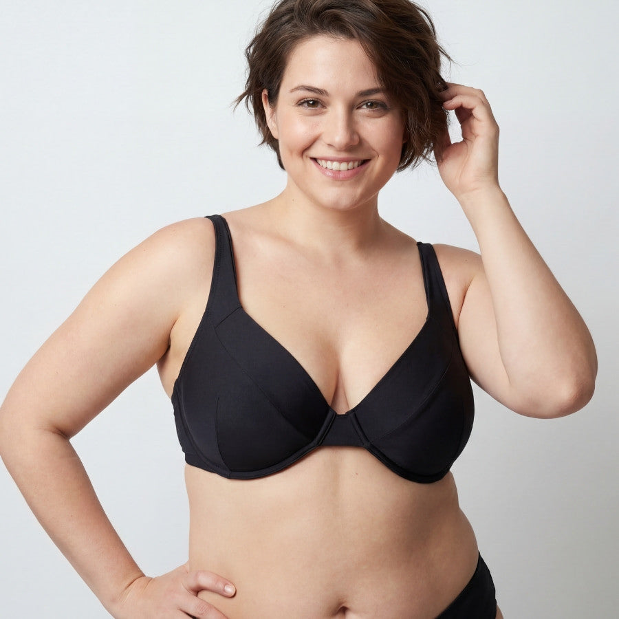 Super-slimming bikini top, singular swim.