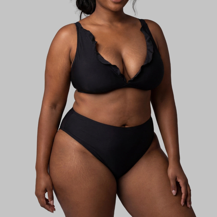Braga bikini negra, corte clásico, singular swim.