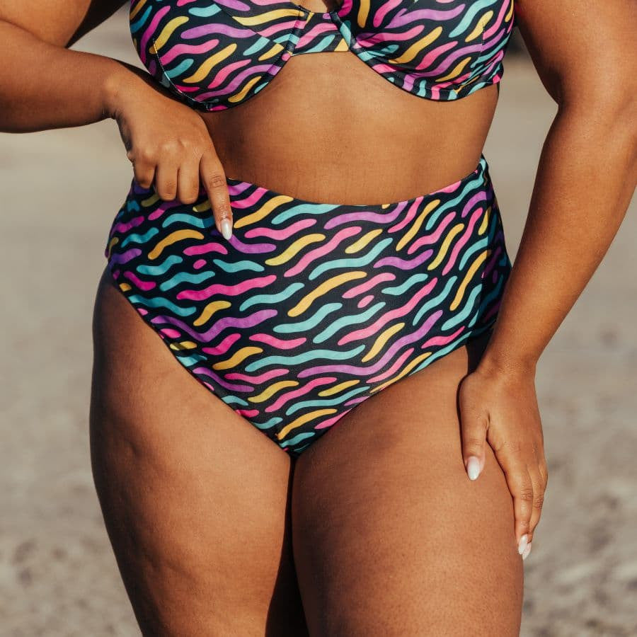 Braga bikini moldeadora de talle alto reversible de singular swim.