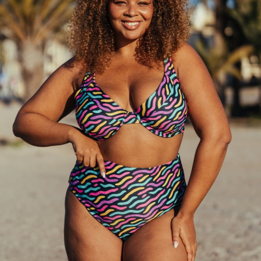 Braga bikini moldeadora de talle alto reversible de singular swim.