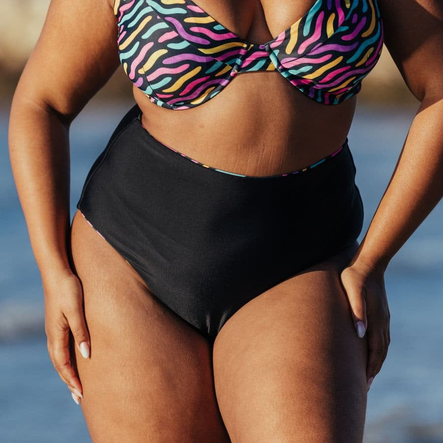 Braga bikini moldeadora de talle alto reversible de singular swim.