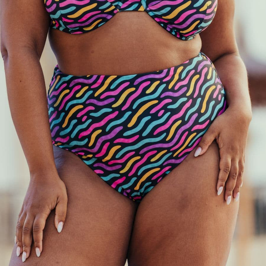 Braga bikini moldeadora de talle alto reversible de singular swim.