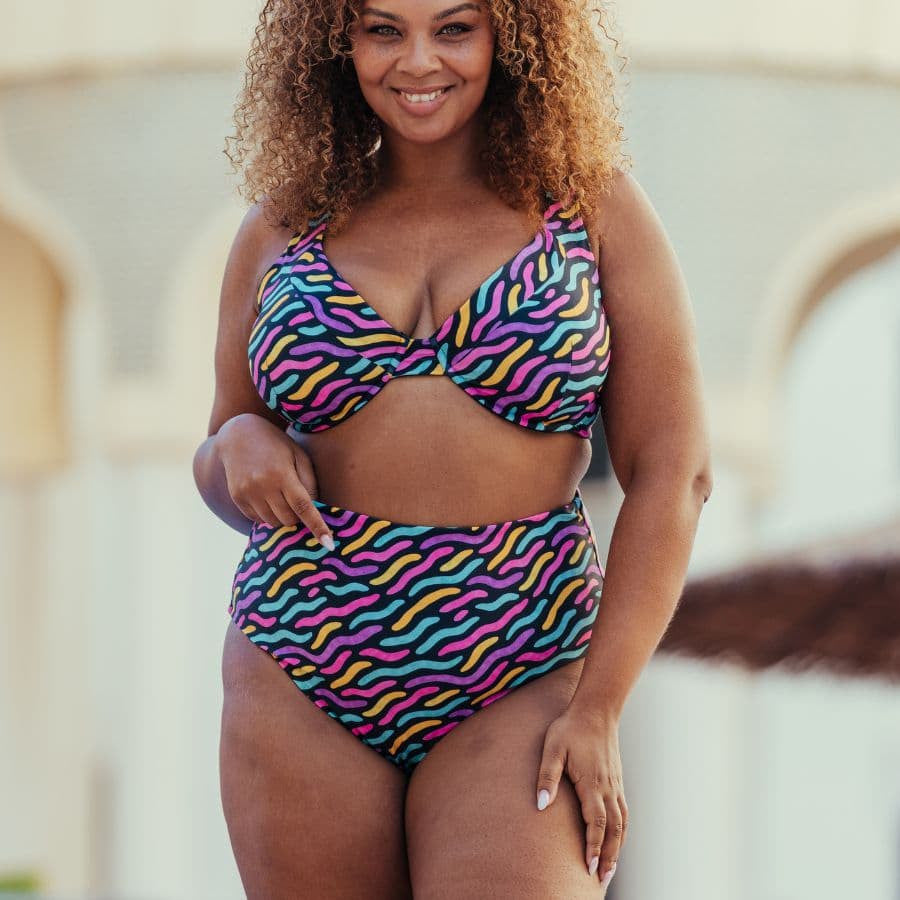 Braga bikini moldeadora de talle alto reversible de singular swim.