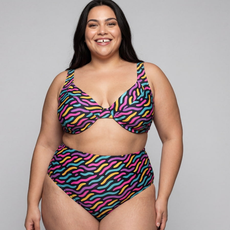 Braga bikini moldeadora de talle alto reversible de singular swim.