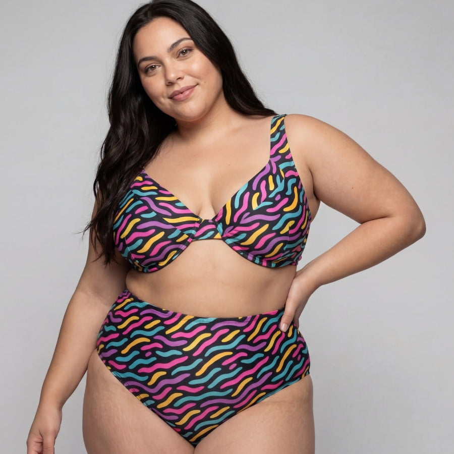 Braga bikini moldeadora de talle alto reversible de singular swim.